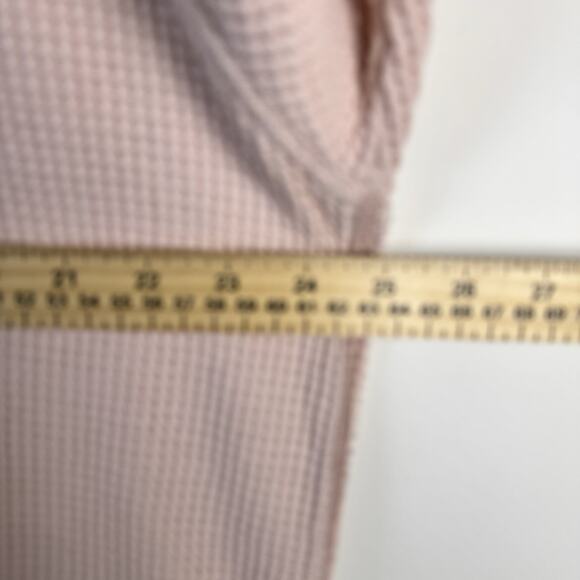 AERIE Waffle Knit CrewNeck Sweatshirt Pink Blush Large Cozy Textured Pullover - Picture 2 of 8